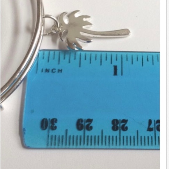 Silver Palm Tree Wire Charm Bracelet Beach Island Fun Plated Cruise Wear - Picture 7 of 8